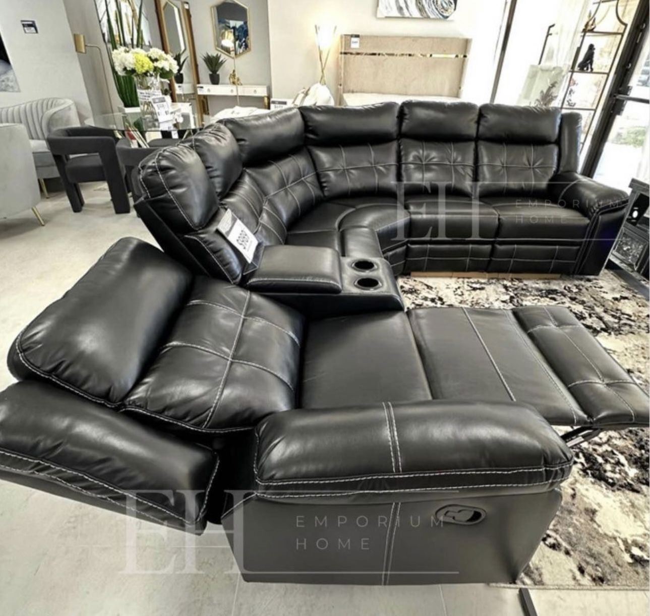 Black Modern Sofa Sectional Recliner 