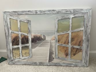 Coastal Farmhouse Window Frame Wall Art