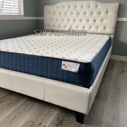 Queen Size White Crystal Button W Ortho Matres!!!!