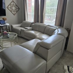 Tan Leather Sectional With Recliner