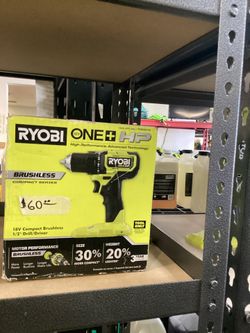 RYOBI 18v HP Brushless 1/2”  Drill (Tool-Only) $60