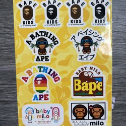 A Bathing Ape 2008 Sticker Sheet Brand New Vintage Nigo Rare Ape Sticker yellow