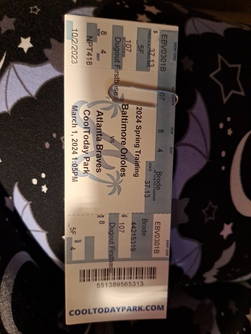 4-Spring Training Baseball Tickets At Atlanta Braves Stadium As They Host The Baltimore Orioles