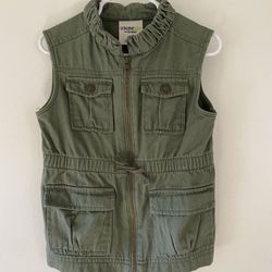 OshKosh Denim Vest Zip Up Jacket Boys Or Girls Size 4T - Hunter Green - Gently Used 