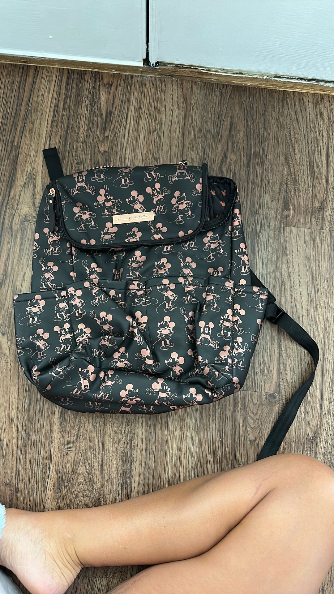 Disney PetuniaPickleBottom MickeyMouse RoseGold/Black Backpack Diaper Bag