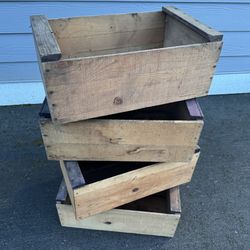 Antique Wood Fruit Crates, Set of 4, Good Conditoon
