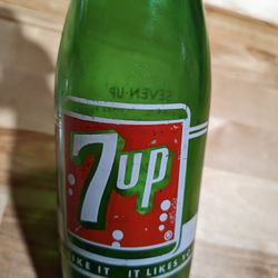 Vintage Green Glass 7up Bottle 