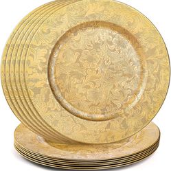 12 Pack Gold Charger Plates, 
