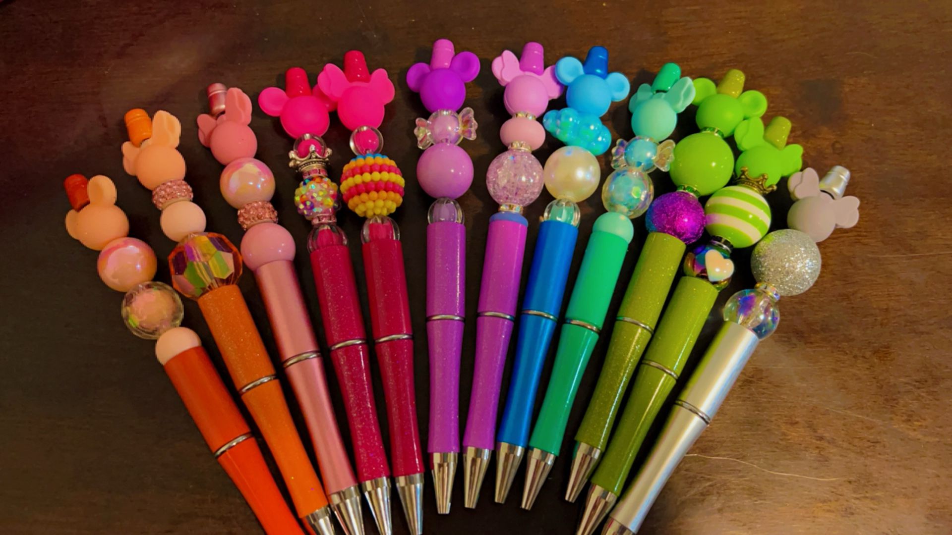 Mickey & Minnie Mouse Beaded Pens