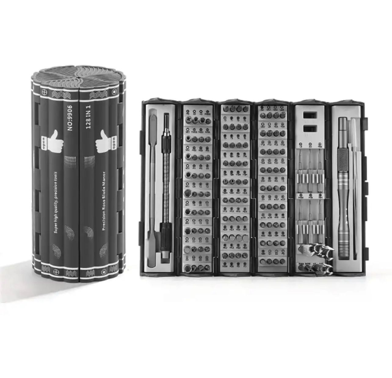128 in 1 Screwdriver Set in Cylindrical Magnetic Storage Box. Brand new