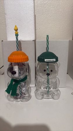 Starbucks x Peanuts Snoopy & Bear Glass Cup Set