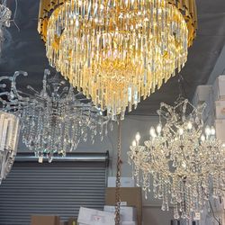 Luxury Gold Modern Crystal Chandelier – Tiered Rectangular Design