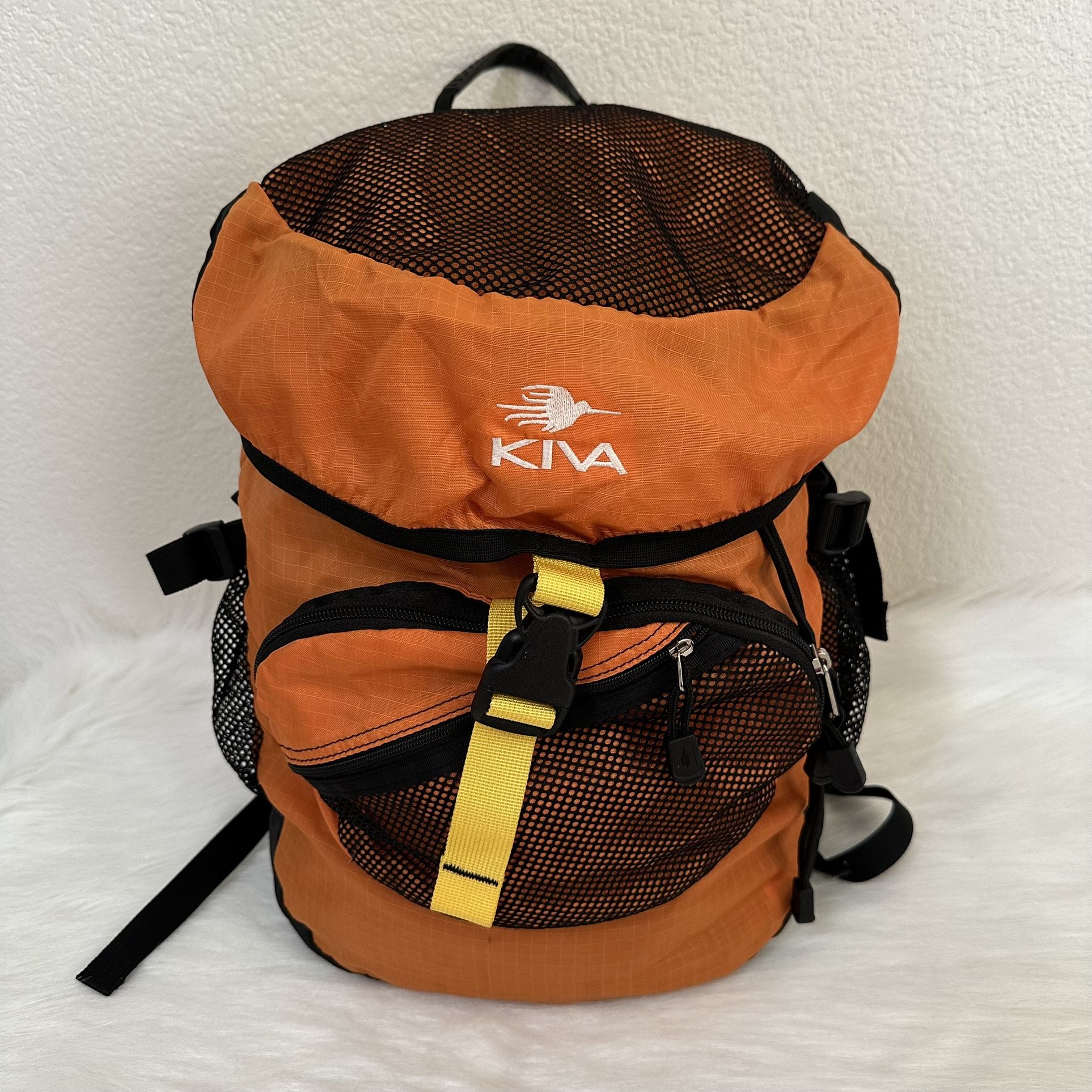 Kiva Orange Black Packable Travel Hiking Camping Backpack