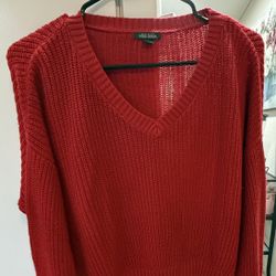 Red Mid Waist Sweater