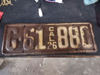 1926 California License Plate