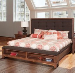 Cal king upholstered bed