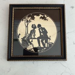 Antique Framed Silhouette Romantic Couple