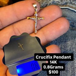 14K Crucifix Pendant 