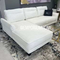 White Boucle Sofa Sectional 🔥FINANCING AVAILABLE 