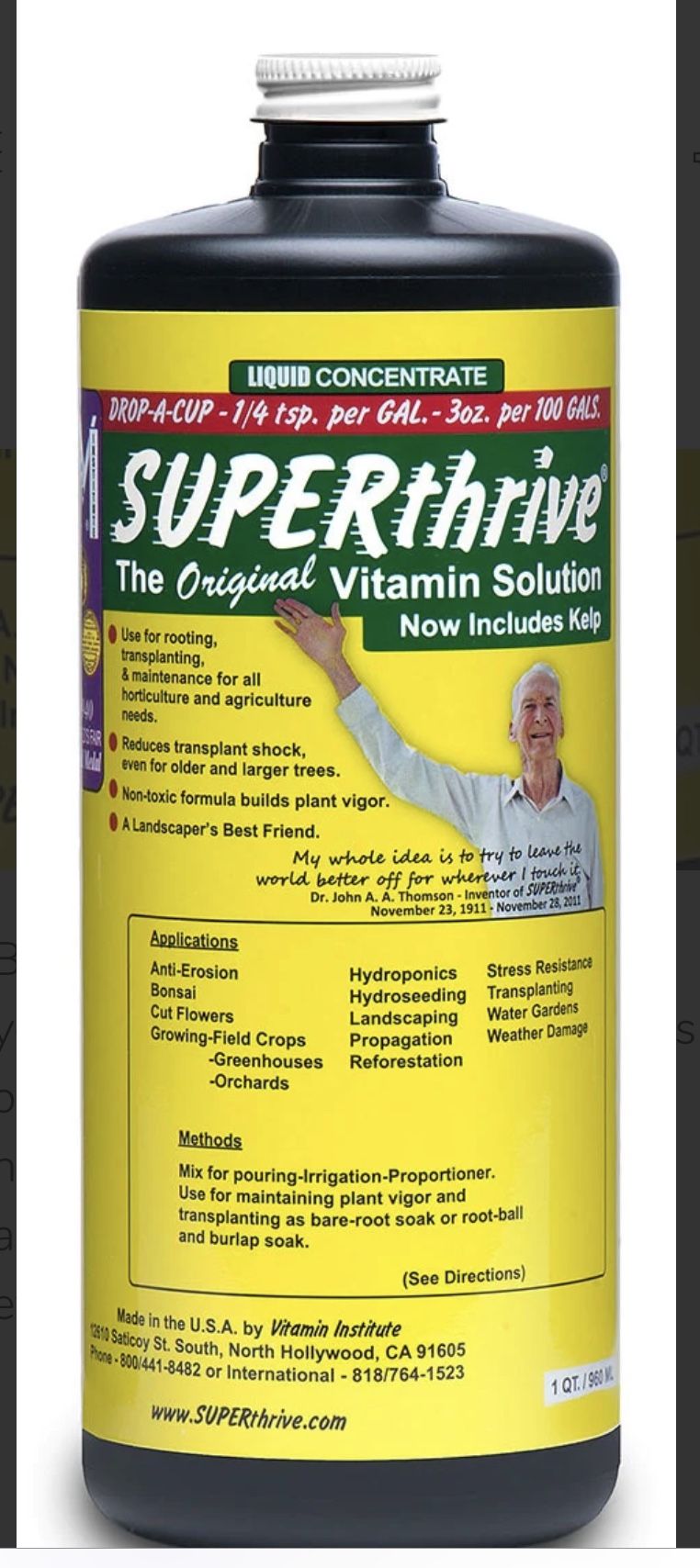 SUPERthrive Plant Vitamin Solution, 1 Quart