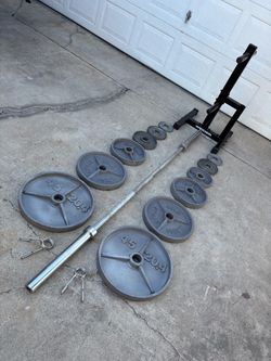 Olympic Weights, 7-ft Olympic Bar, Weight Holder Tree Rack