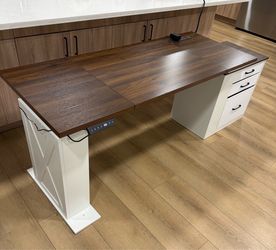 Electric Standing Desk with Drawers & Power Outlets – Adjustable Height