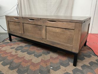Brown Rectangular Coffee Table w/ Hidden Storage