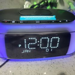 iHome Wireless Charging Bluetooth Speaker with Color Changing Alarm Clock iBTW281v2-New 