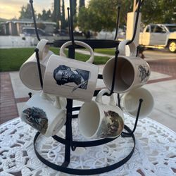 Vintage Mugs & Holder