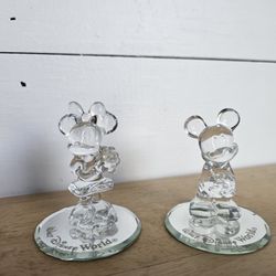 Glass Minnie & Mickey Figurines 