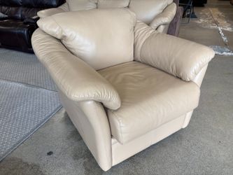 Beige Leather Lugano Armchair