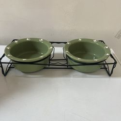 Green Dog Bowl Tray