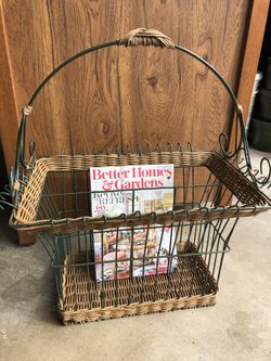 Magazine Rack Holder Boho Wicker Rattan