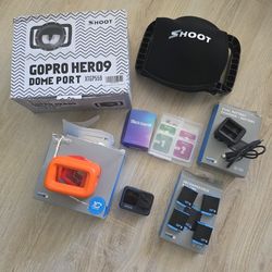 Digital Camera GoPro HERO9 Black 4K Waterproof Action Camera Batteries, Charger, Floaty, Dome Port