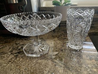Crystal Bowl and vase $15