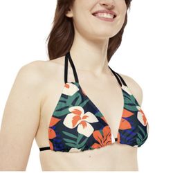 flower power Triangle Bikini Top