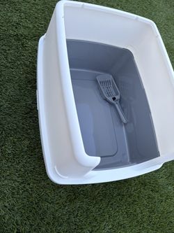 Large Cat Litter Box with High Sides, Open Top