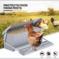  22 lb Automatic Treadle Chicken Feeder, Treadle Chicken Feeder with Weatherproof Lid, Poultry Feeders for Chicken Duck Outdoor