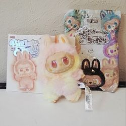 Labubu Big into Energy Vinyl Face toy plush doll keychain Yellow Pink Royalty gift