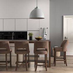 B232-Bar Stools Set of 4,Upholstered Counter Height Bar Stools,Modern Counter Stools with Wood Legs for Kitchen Island Dining Room Bar, Brown