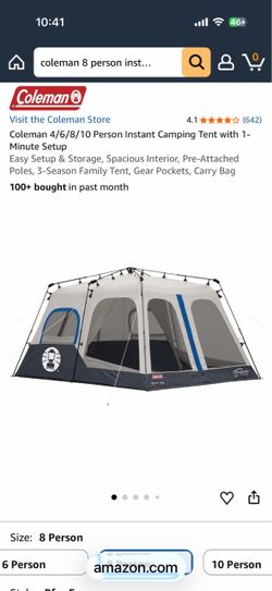New. Coleman 8 person Instant Tent