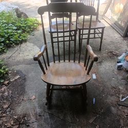 Solid Oak Rocking Chair