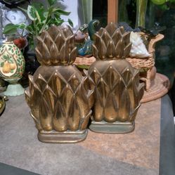 Vintage Brass Pineapple Book Ends 