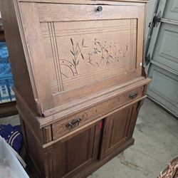 Antique Front Desk Storage Cabinet 