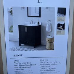 30” Vanity With Stone Top.  ALLEN + ROTH.   -New-