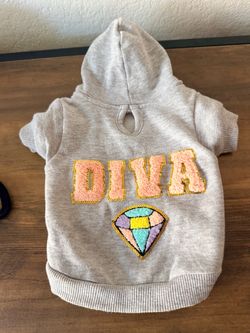 NEW: SMALL Buttercup Dogs That Rock Diva Dog Hoodie in Heather Gray