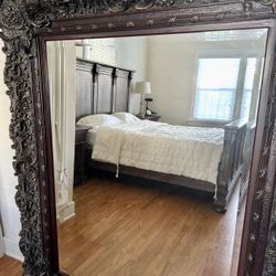 Oversized Hand-Carved Solid Wood Mirror – Ornate Frame