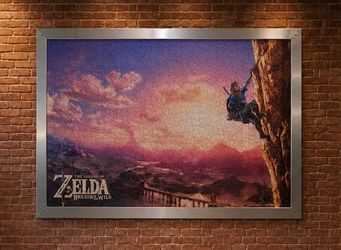 The Legend of Zelda Breath of The Wild Puzzle Displayed in a Metal Frame
