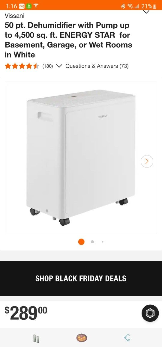 Vissani 50 pt. Dehumidifier