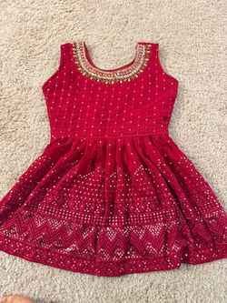 Red Sequin Embellished Indian Girls Dress size 24
